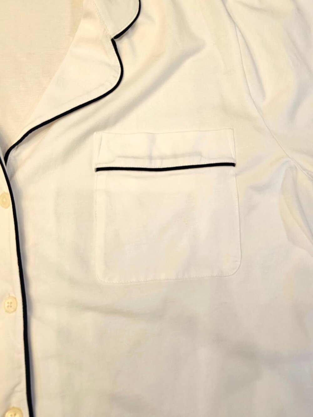 J.Crew Pajama Set Short Sleeve Button Down Shorts White Navy Piping XXL - Picture 4 of 16